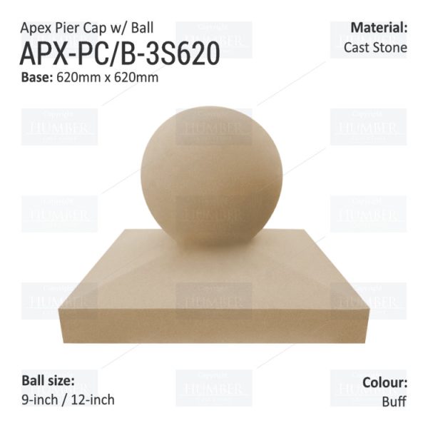 Apex Pier Cap 620mm x 620mm with 9"/12" Finial