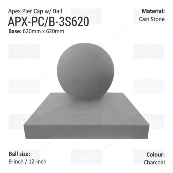 Apex Pier Cap 620mm x 620mm with 9"/12" Finial - Image 3