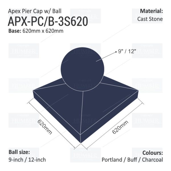 Apex Pier Cap 620mm x 620mm with 9"/12" Finial - Image 7