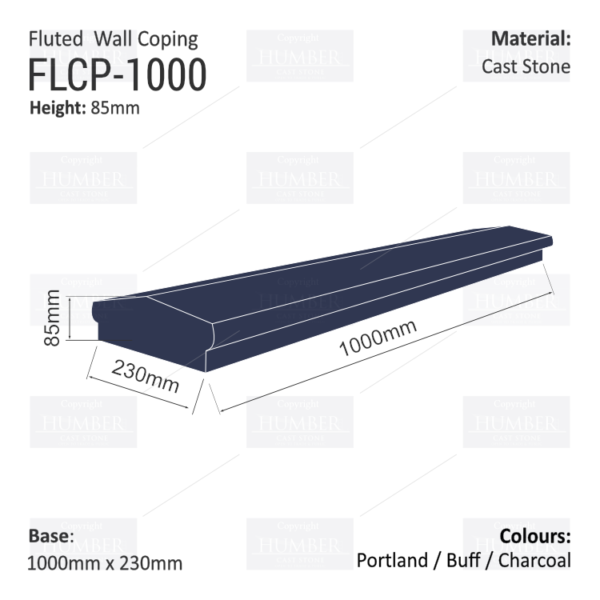 Fluted Wall Coping – 230mm x 1000mm - Image 4