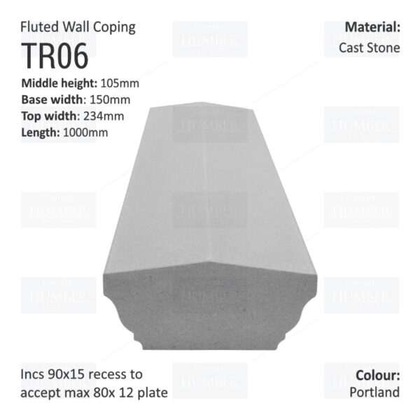 Fluted Wall Coping – 1000mm X 150mm X 105mm - Image 2