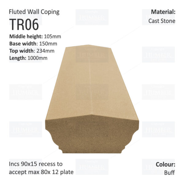 Fluted Wall Coping – 1000mm X 150mm X 105mm