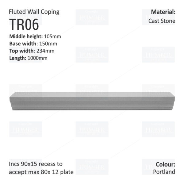 Fluted Wall Coping – 1000mm X 150mm X 105mm - Image 6