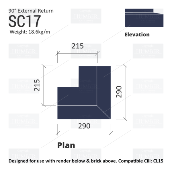 Render to Brick String Course (90° External Return) SC17 - Image 7