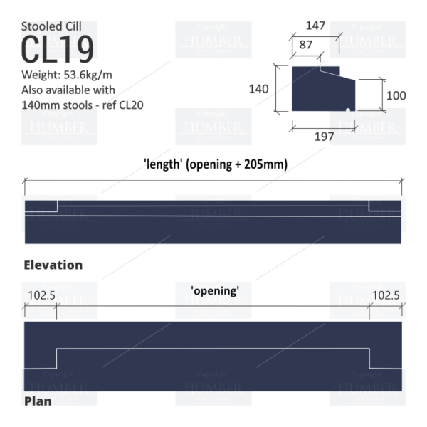 STOOLED WINDOWS CILLS CL19