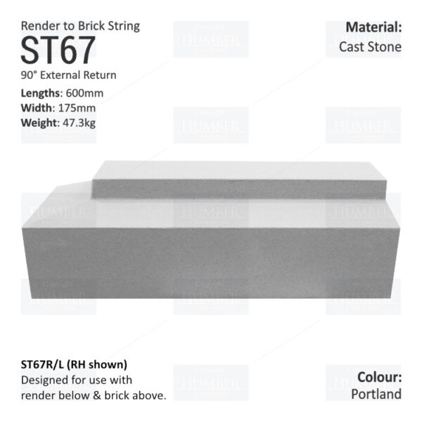 Render to Brick String Course (90° External Return) ST67 - Image 2