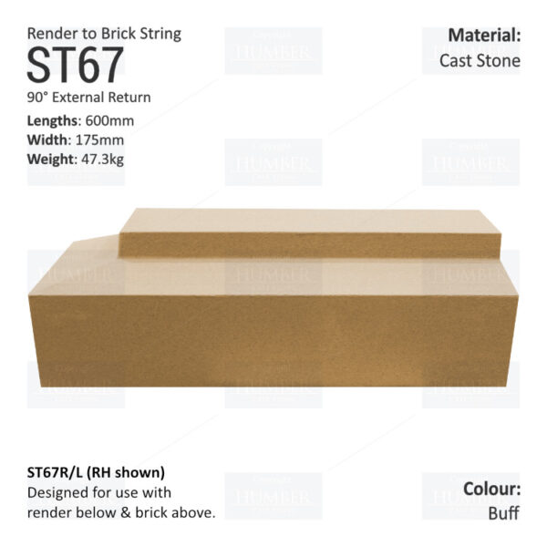 Render to Brick String Course (90° External Return) ST67