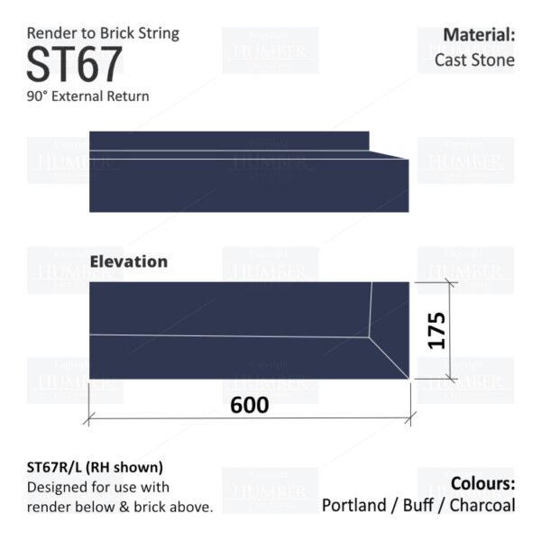 Render to Brick String Course (90° External Return) ST67 - Image 4