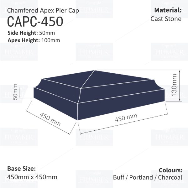 Chamfered Apex Pier Cap 450mm x 450mm - Image 4