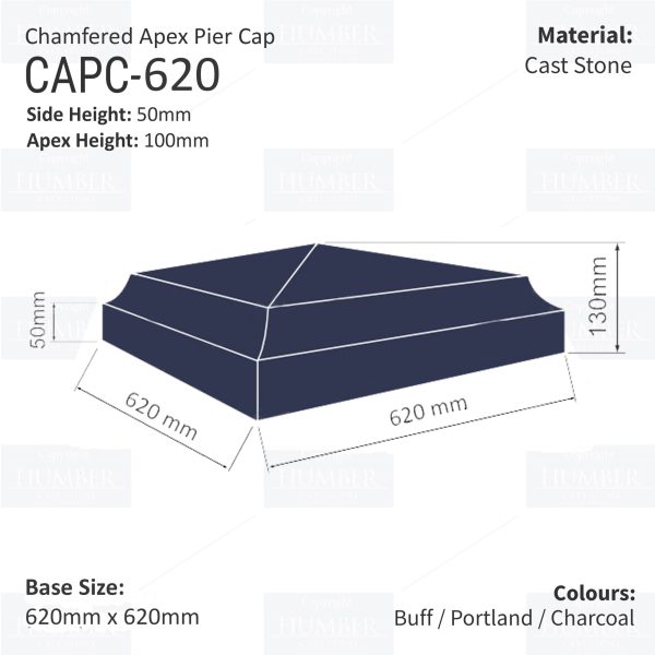 Chamfered Apex Pier Cap 620mm x 620mm - Image 4
