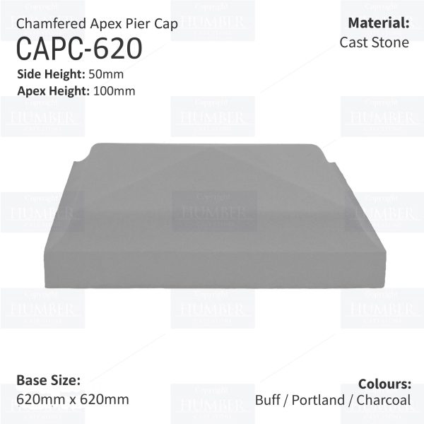 Chamfered Apex Pier Cap 620mm x 620mm - Image 3