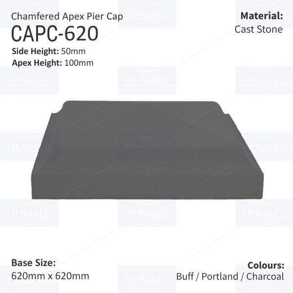 Chamfered Apex Pier Cap 620mm x 620mm - Image 2