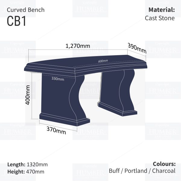Curved Cast Stone Bench Seat - Image 4