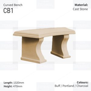 Curved Cast Stone Bench Seat