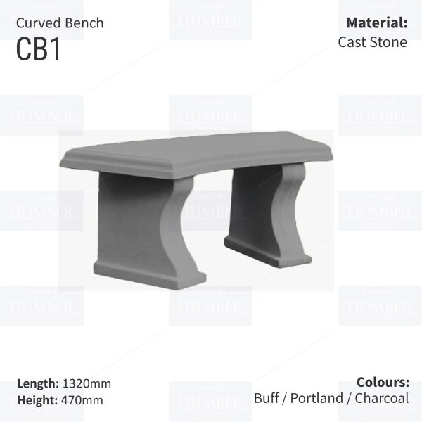 Curved Cast Stone Bench Seat - Image 3