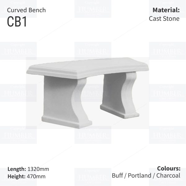 Curved Cast Stone Bench Seat - Image 2