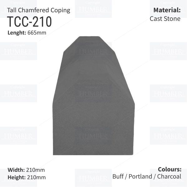 Chamfered Wall Coping - 210mm x 665mm - Image 3
