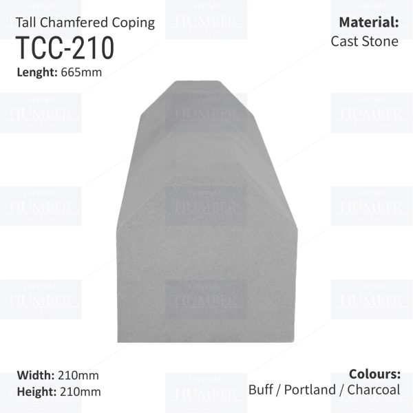 Chamfered Wall Coping - 210mm x 665mm - Image 2