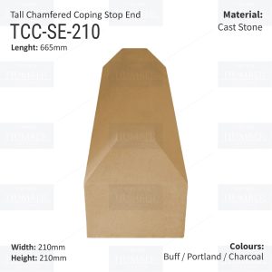 Chamfered Wall Coping Stop End - 210mm x 665mm