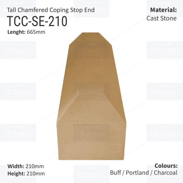 Chamfered Wall Coping Stop End - 210mm x 665mm