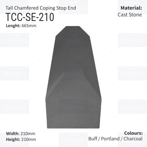 Chamfered Wall Coping Stop End - 210mm x 665mm - Image 3