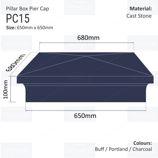 Pillar Box Pier Cap 650mm x 650mm - Image 4
