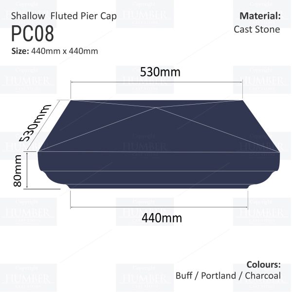 Slimline Fluted Pier Cap 440mm x 440mm - Image 4