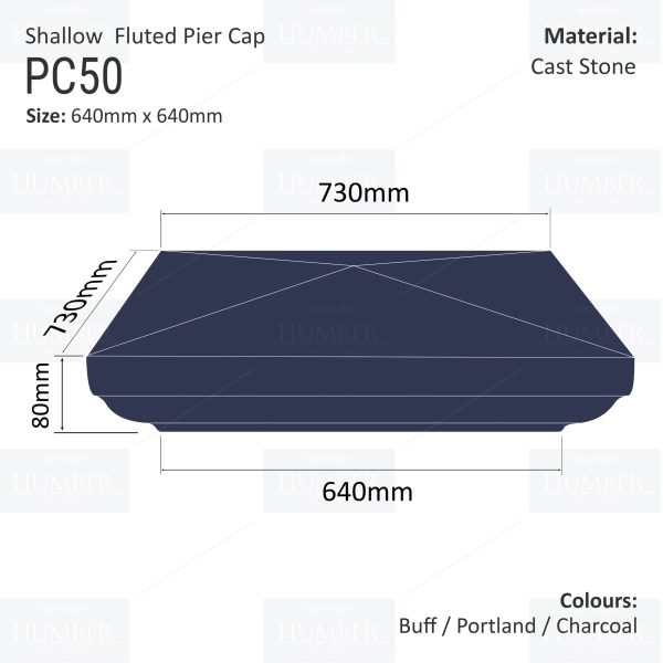 Slimline Fluted Pier Cap 640mm x 640mm - Image 2