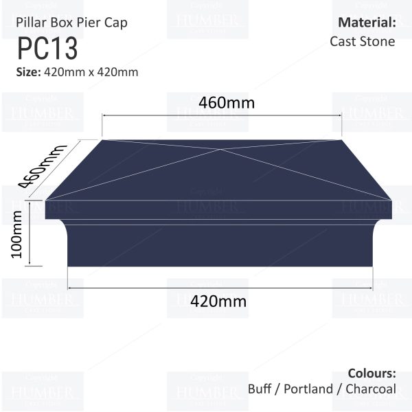 Pillar Box Pier Cap 420mm x 420mm - Image 4