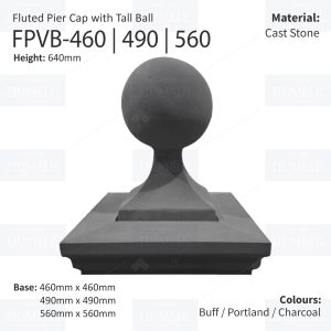 Pier Cap with Tall Ball, Fluted Pier Cap, Balmoral Pier Cap, Cast Stone, Architectural Cast Stones, UK Delivery, Nationwide Delivery, Fast Lead Times, Cast Stone Manufacturer, Humber Cast Stone, Cast Stone Products, Cast stone Yorkshire, Cast Stone Supplier, Fastest Cast Stone Lead Times, Cast Stone Manufacturer, Cast Stone Manufacturing