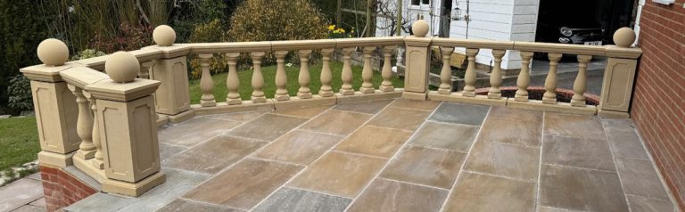 Cast Stone, Cast Stone Balustrade, Balustrade, Pier Plinth, Fluted Wall Copings, Ball Finial, Patio, Garden
