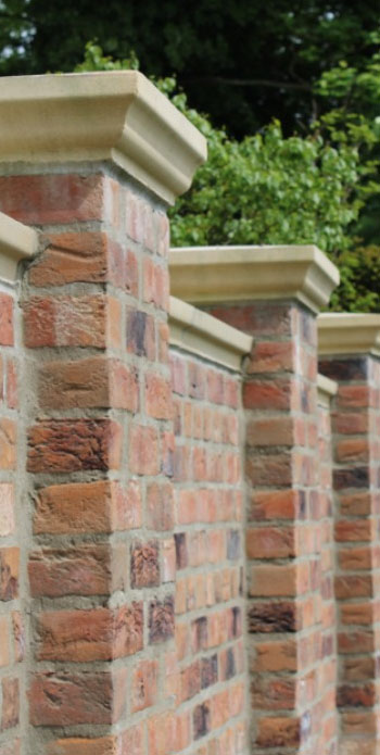 Wall Coping, Pier Caps, Cast Stone, Fluted Pier Caps, Fluted Wall Copings, Brick Wall, Residential Property, Increase Curb Appeal, Free Delivery, Fast Lead Times