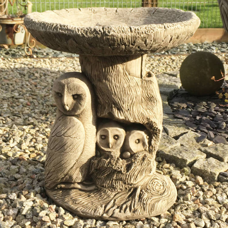 OwlFamilyBirdbath_OFBB-4-005-garden