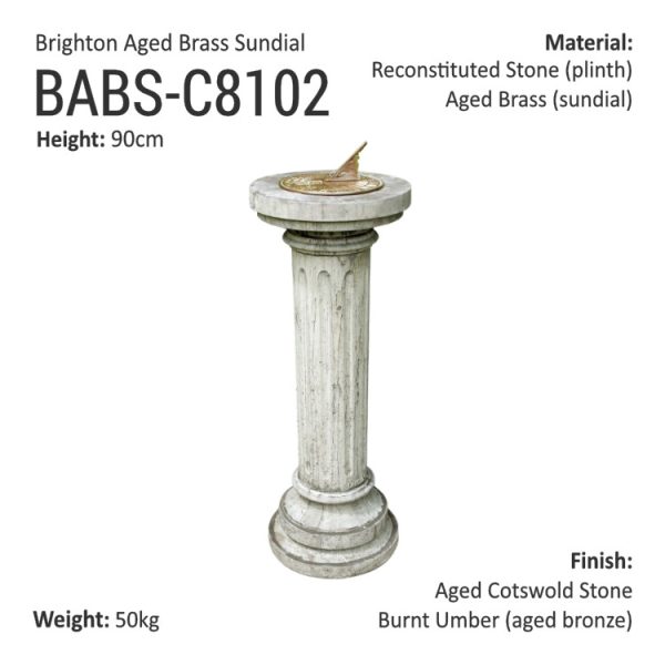 Brighton Aged Brass Sundial BABS-C8102 – Humber Cast Stone